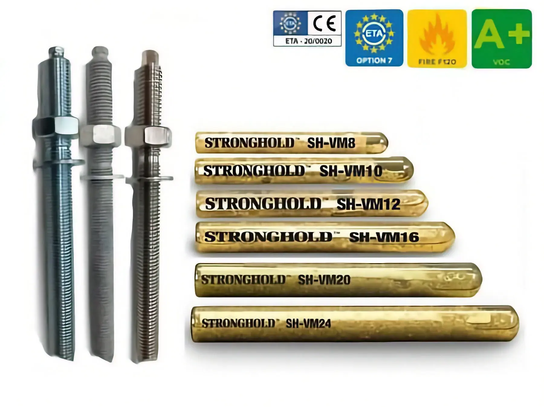พุกเคมีหลอดแก้ว Stronghold รุ่น SH-VM พร้อมสตัดเกลียวสำหรับงานยึดโครงสร้าง